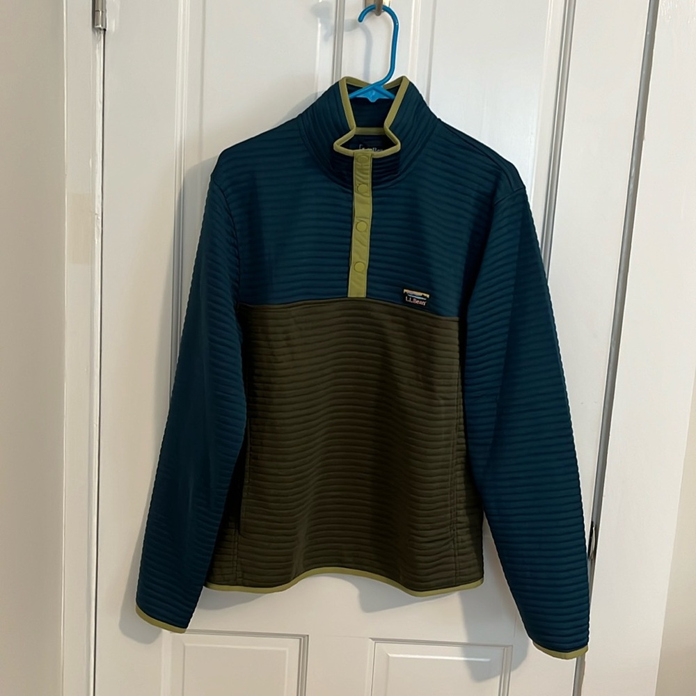 L.L.Bean Men's Airlight Knit Pullover - Small in Deep Blue & Forest Green